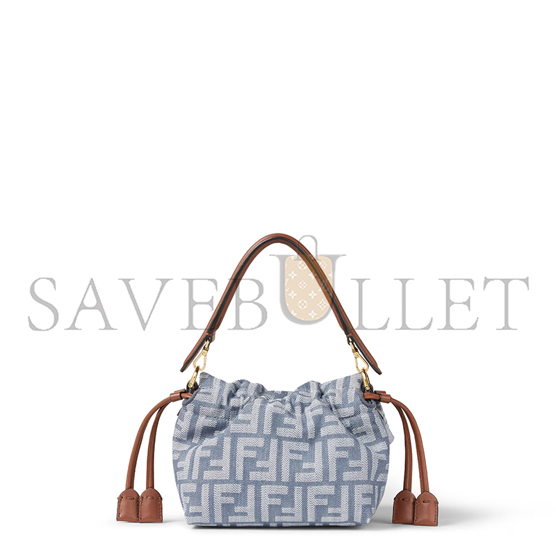 FENDI MAMMA BAGUETTE SMALL BLUE DENIM-EFFECT FF JACQUARD MINI-BAG 8BS105AV5WF1SXQ (16*13*10cm) FENDI MAMMA BAGUETTE SMALL BLUE DENIM-EFFECT FF JACQUARD MINI-BAG 8BS105AV5WF1SXQ (16*13*10cm)
